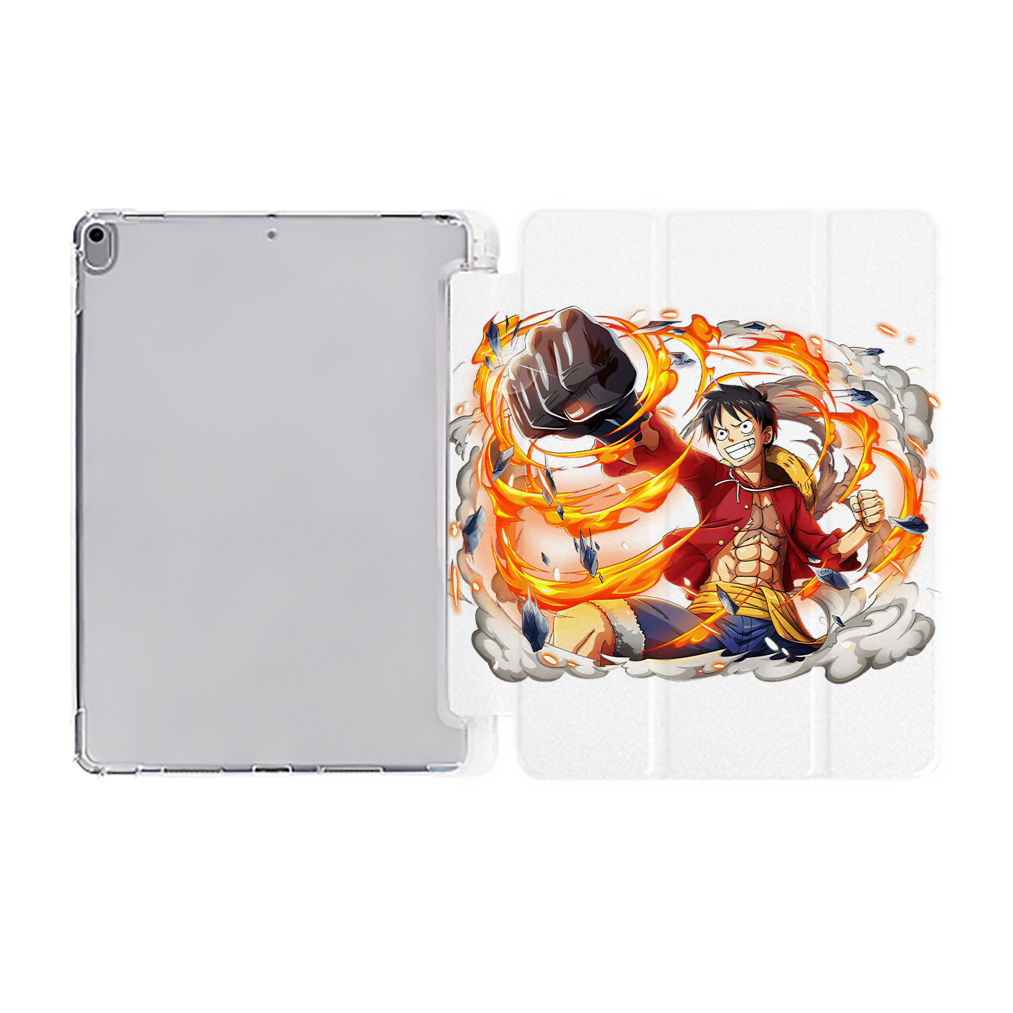 （画像用） ワンピース モンキー・D・ルフィ ONE PIECE Monkey D. Luffy IPad ケース ペン収納付き 三つ折りスタンド PUレザー×シリコン 対応機種9.5/10.5/10.9インチ